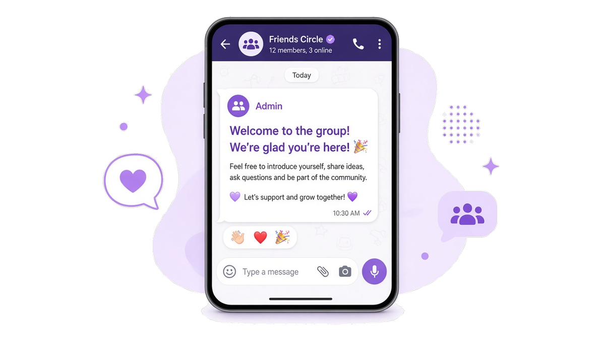 Telefonda yeni üye katıldıktan hemen sonra taze hoş geldin mesajı gösteren WhatsApp grup sohbeti.